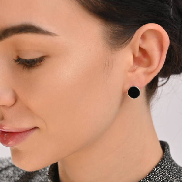 Срібні сережки з оніксом