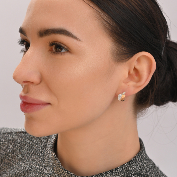 Сережки-гвоздики із срібла з золотими вставками