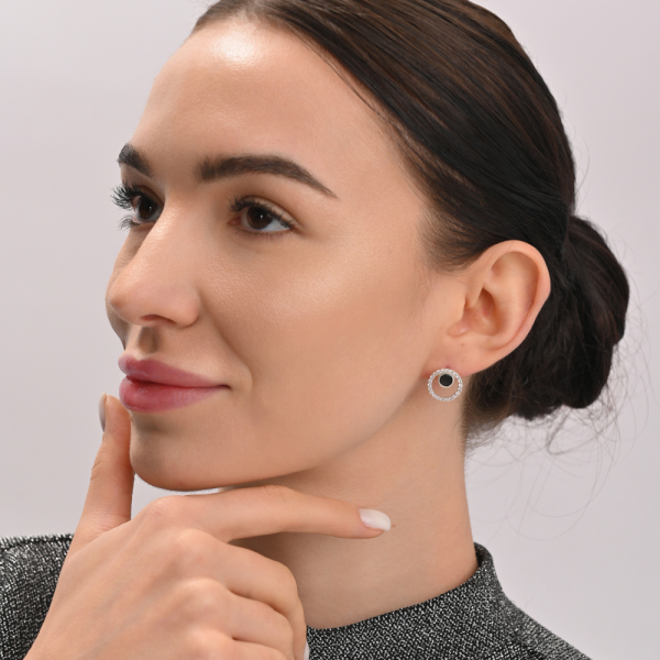 Срібні пусети з оніксом