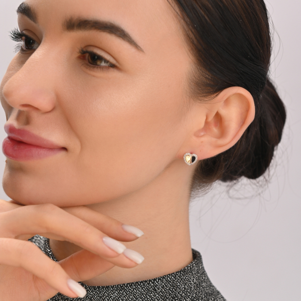 Сережки-вкрутки срібні з золотими пластинами