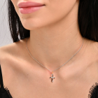 Срібний хрестик з золотими вставками