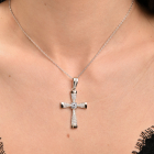 Срібний хрестик  з золотими вставками