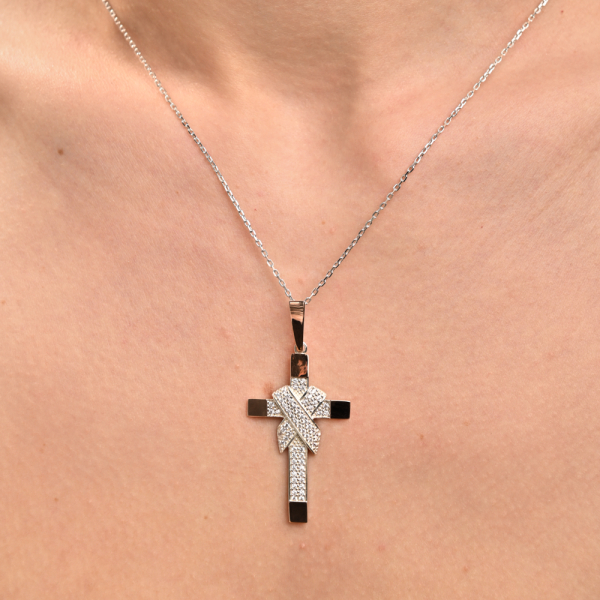 Мужской крест серебро с золотом