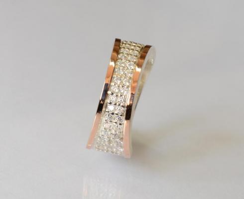 Серебряное кольцо с  накладками из золота