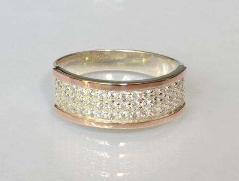 Серебряное кольцо с золотыми пластинами