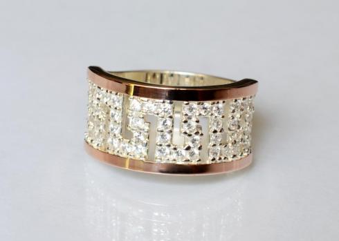 Серебряное кольцо с золотыми накладками