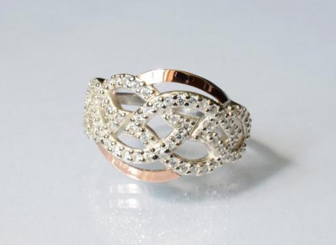 Серебряное кольцо с  накладками из золота
