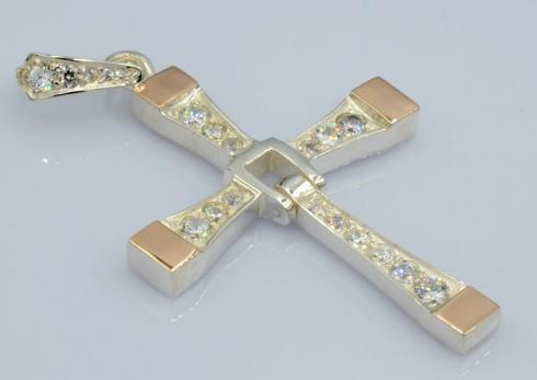 Серебряный крест с накладками из золота